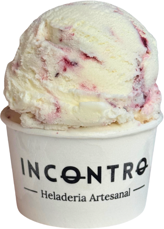 Helado sabor Mascarpone con frutos rojos en vaso Incontro